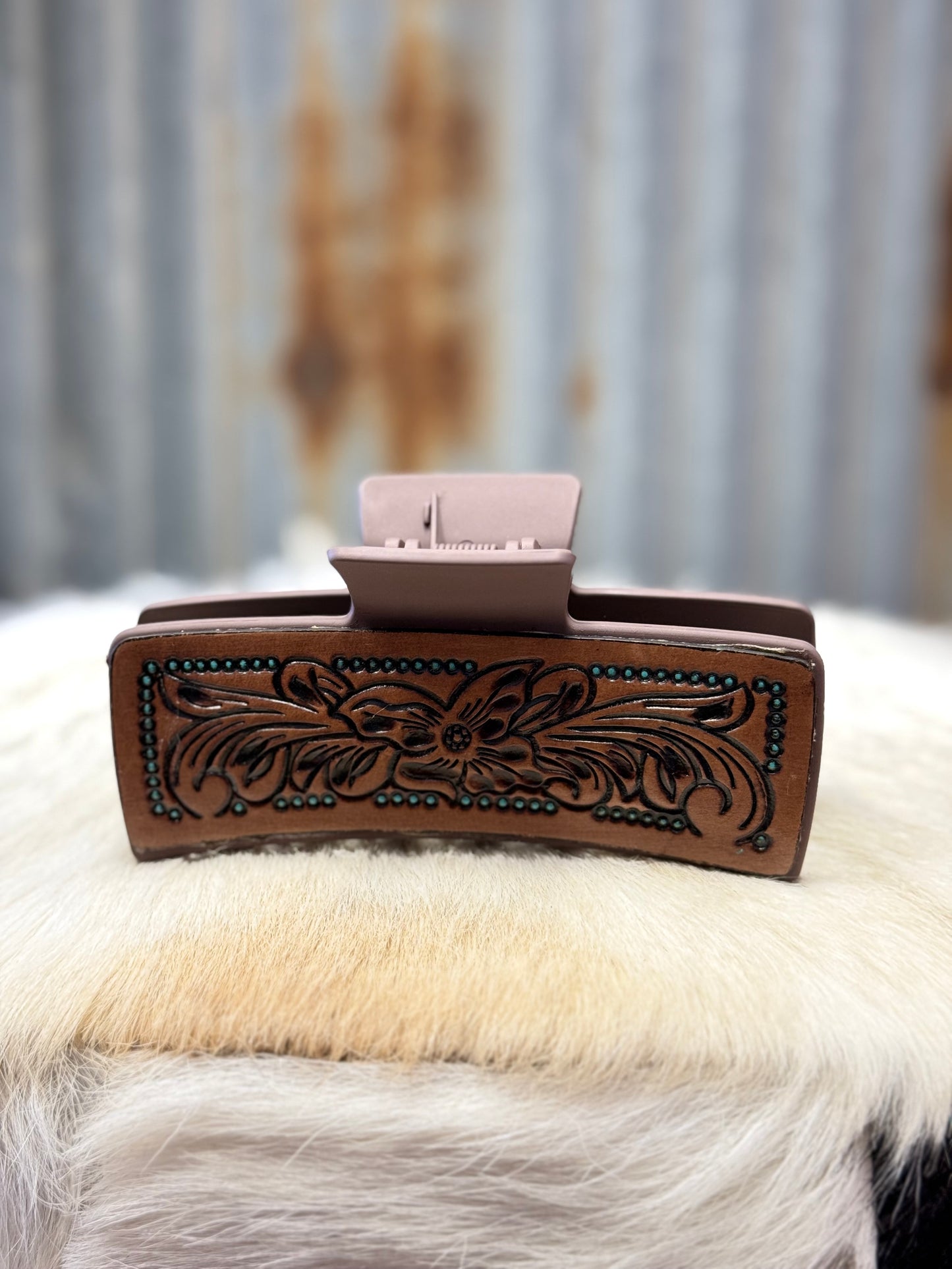 Leather Hair Comb Clip