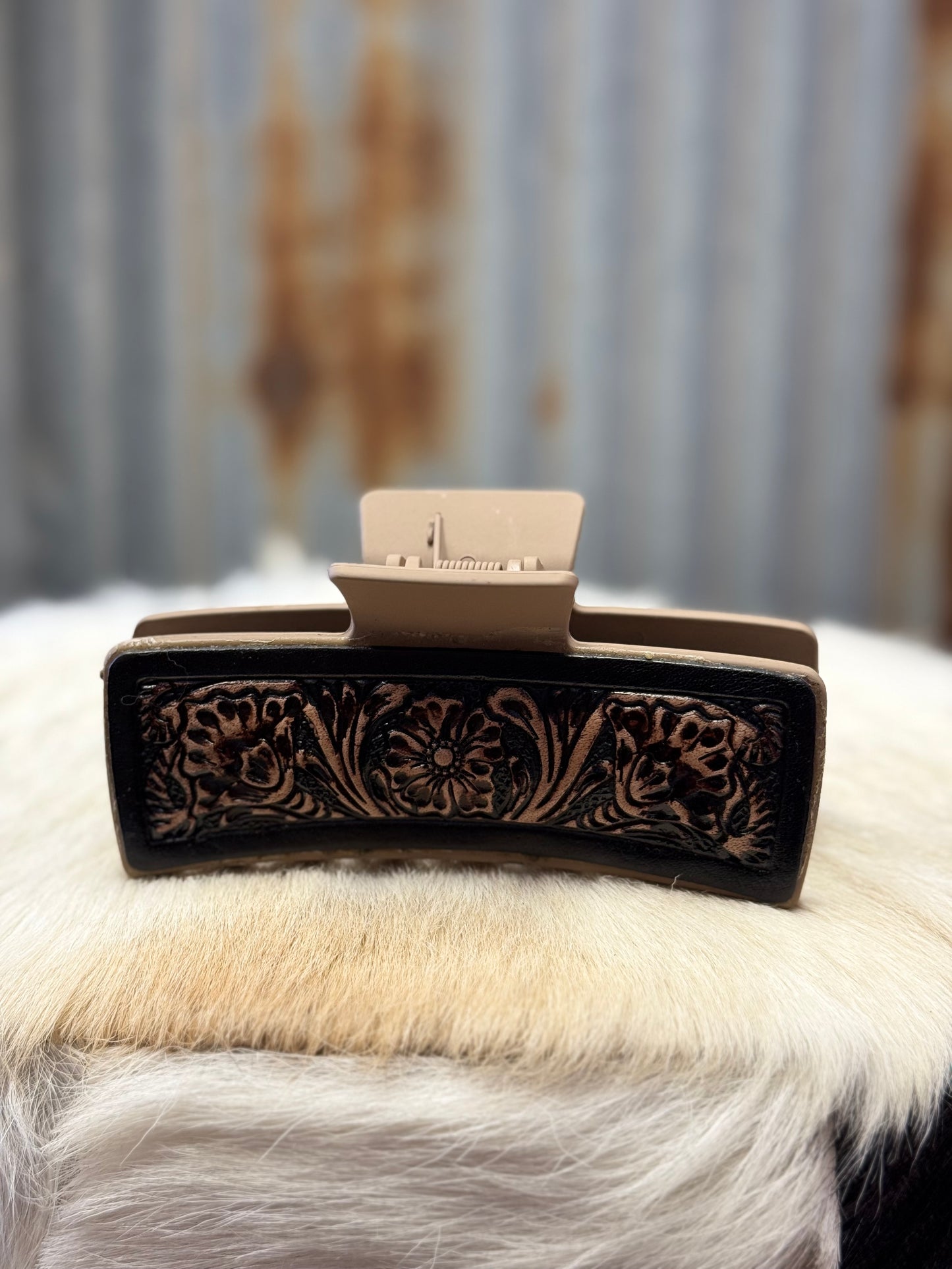 Leather Hair Comb Clip