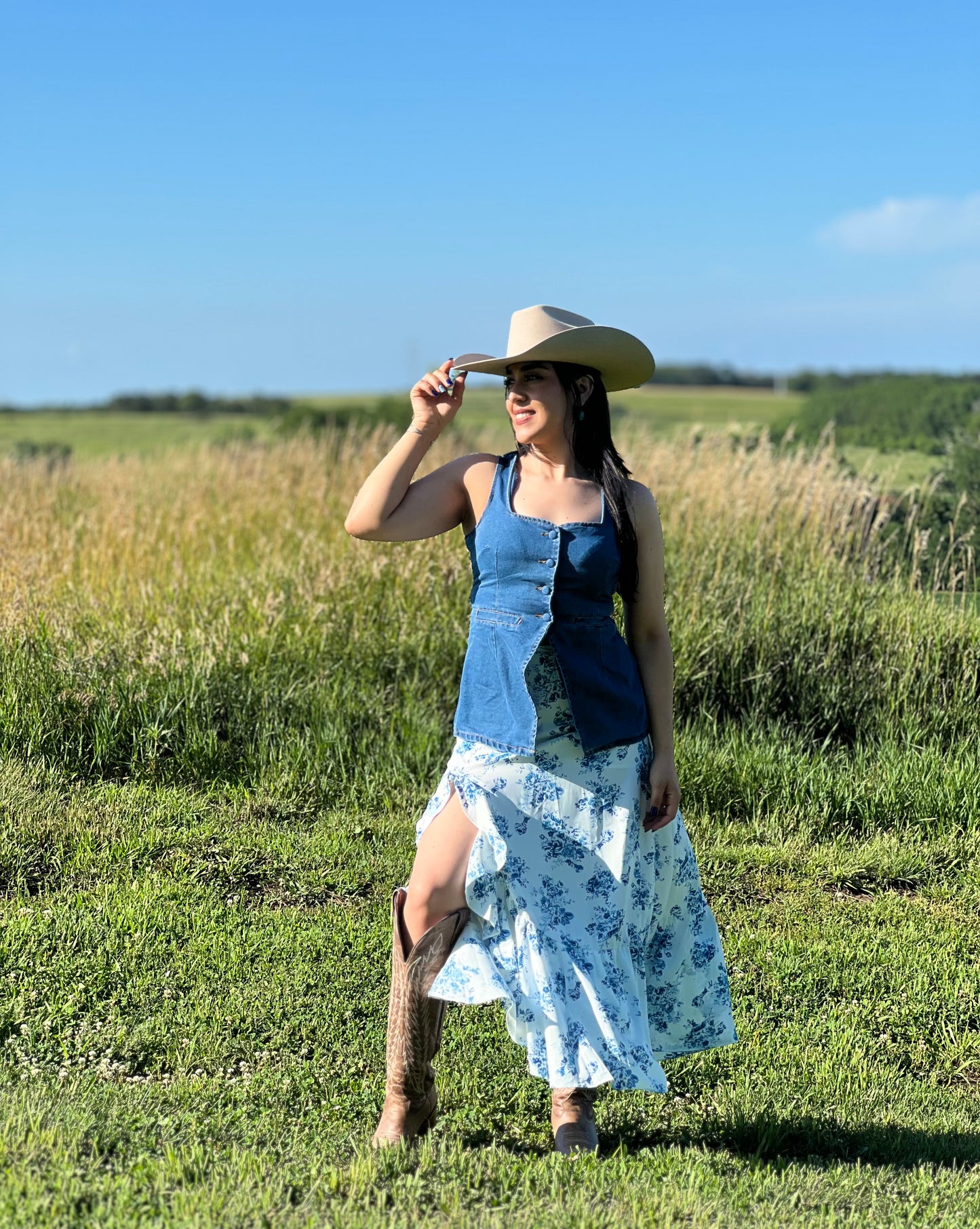 Floral Blue Skirt