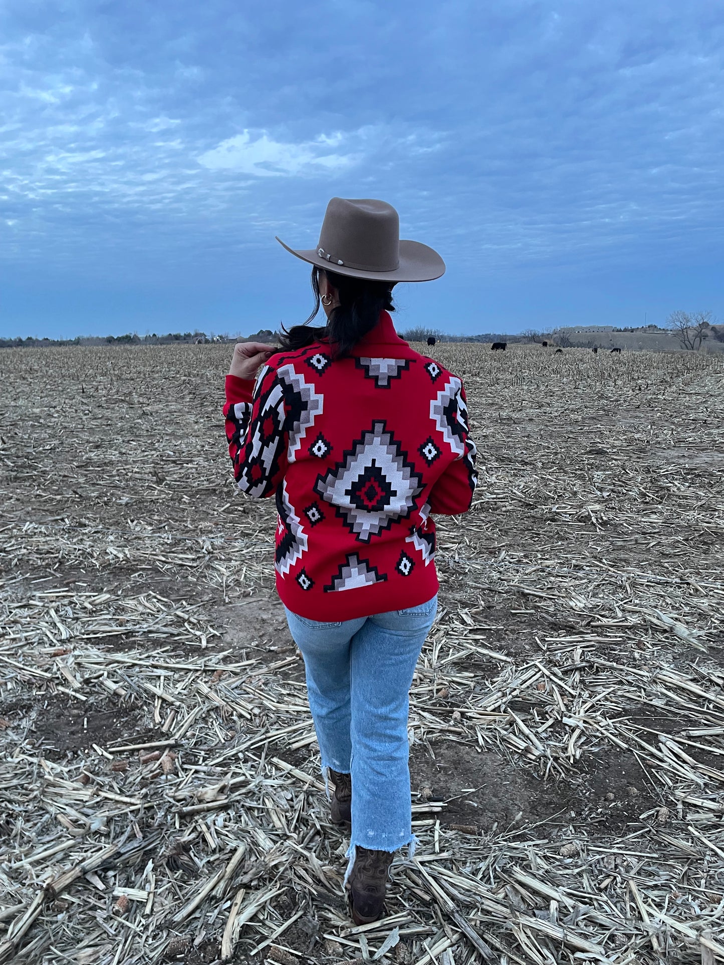 Red Aztec Cardigan