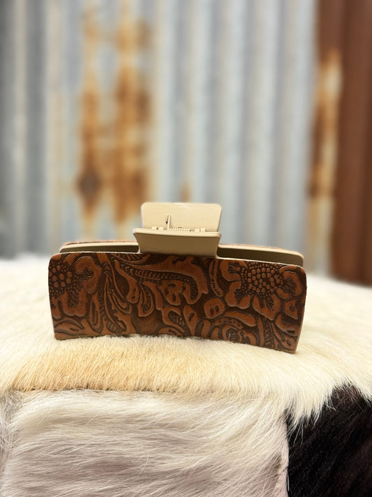 Leather Hair Comb Clip