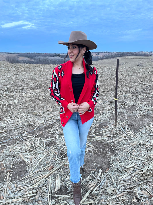 Red Aztec Cardigan