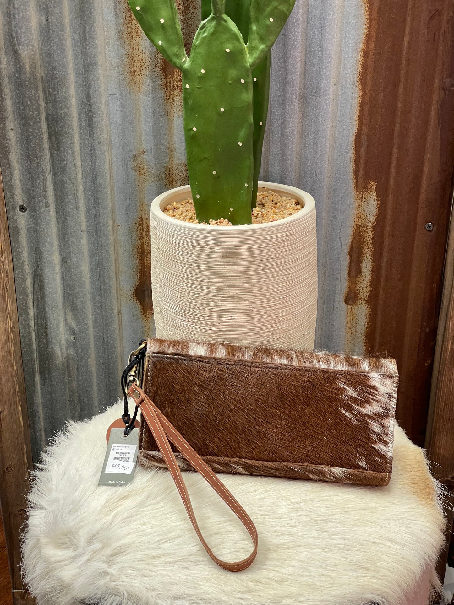 Brown Cowhide Hand-Tooled Wallet