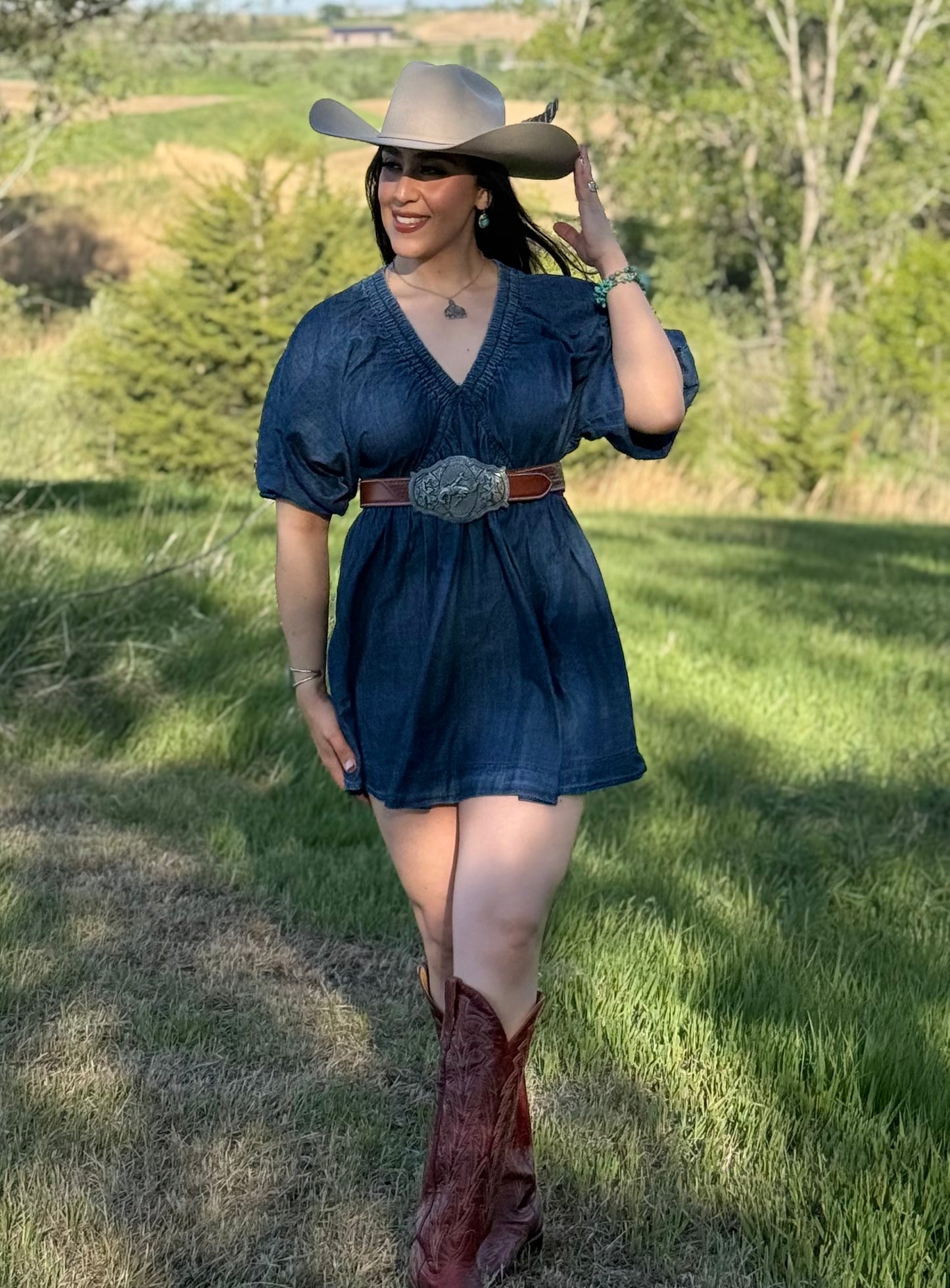Puff Denim Dress
