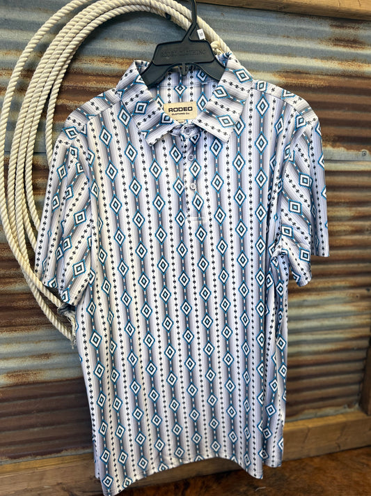 Aztec Blue Polo Shirt