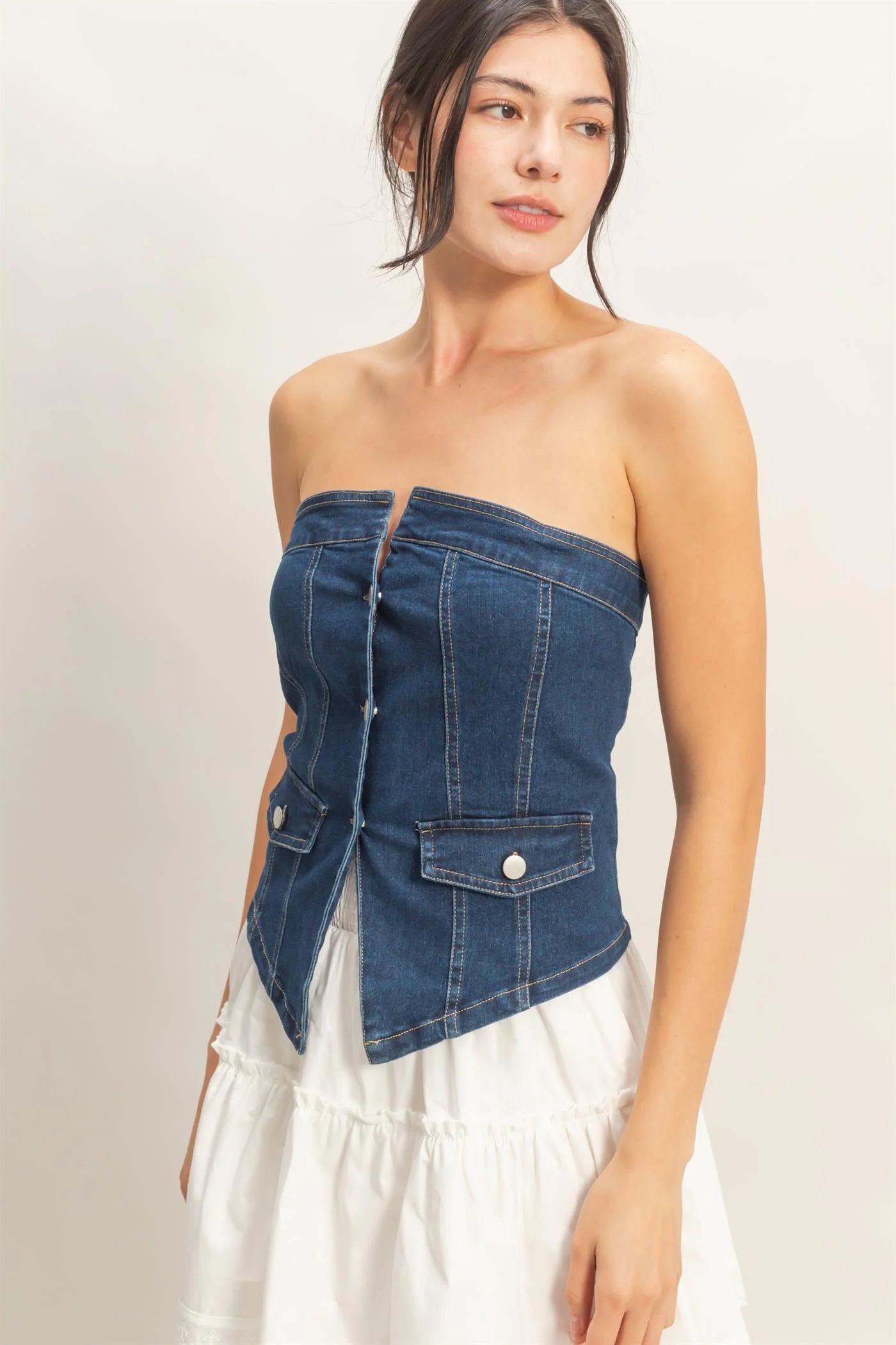 Strapless Denim Top