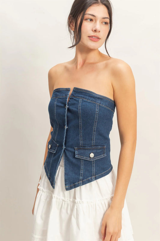 Strapless Denim Top