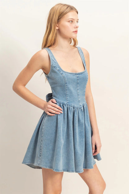 Square Neck Denim Dress