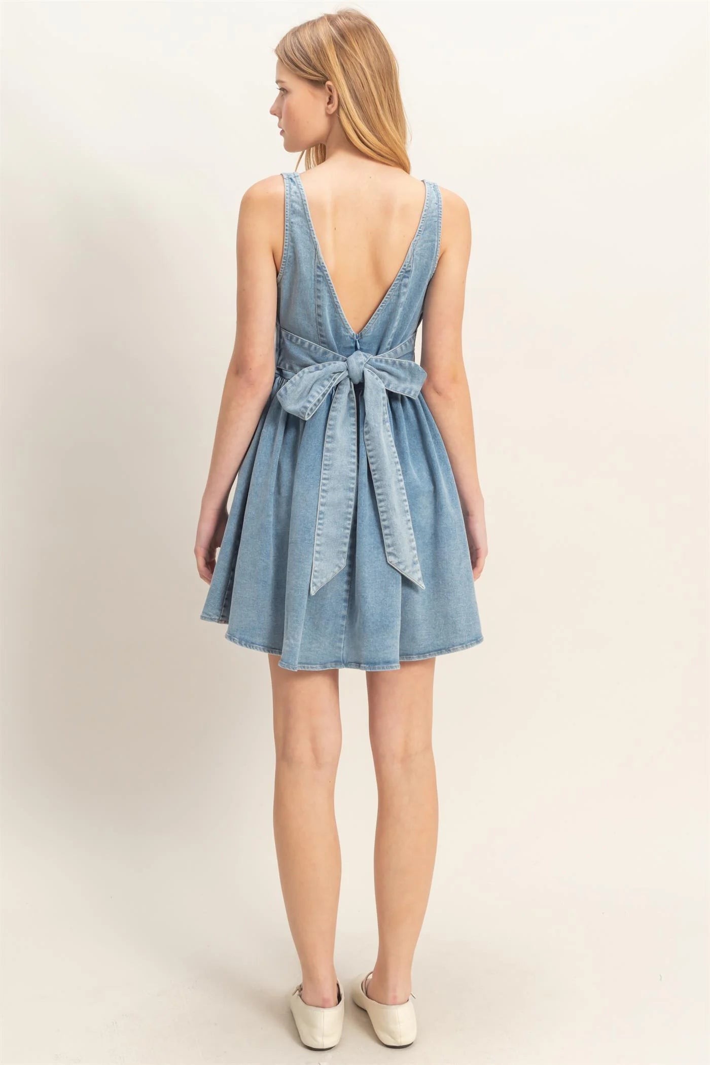 Square Neck Denim Dress
